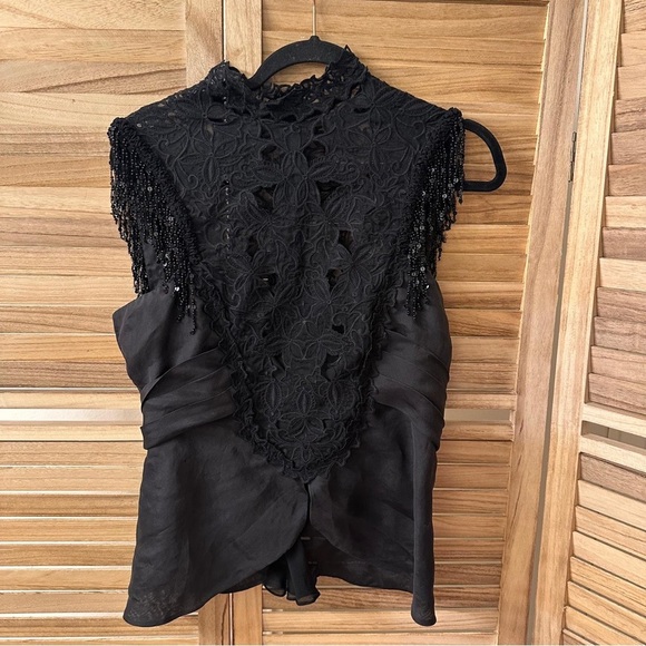 Temperly London Beaded Lace Top Size 10 - Picture 1 of 7
